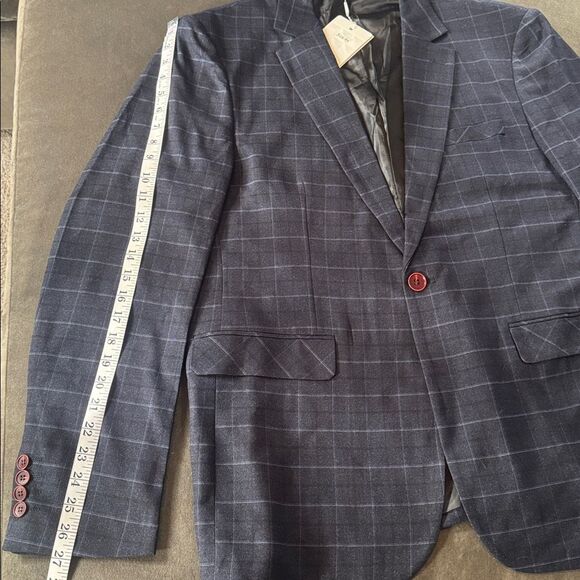 Men’s Plaid 3 Piece Slim Fit Formal Business Suit Jacket 44 Pants 40 NWT - Picture 6 of 15